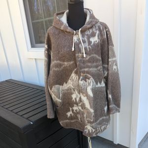 Ecuador Alpaca print wool oversize hooded jacket XL